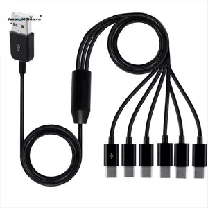 1 Chiếc 6 Trong 1 USB Loại C Bộ Chia Cáp C Truyền Dữ Liệu Cáp Từ Xa 1.5m Đen Cho Điện Thoại Máy Tính Bảng