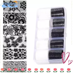 EBINLANDS 2.5 * 60 cm Móng Tay Nghệ Thuật, Phong Bì Đen Trắng Dán Móng Tay, Hot Transfer Leaf Full Flower Dính Ren Chuyển Đề Can DIY Làm Móng Tay