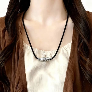 Mới Phong Cách Trung Quốc Retro Dzi Hạt Vòng Cổ Phong Cách Tây Tạng Chuyển Hạt Mặt Dây Chuyền Thoáng Mát Phong Cách Dân Tộc Niche Thiết Kế Phong Cách