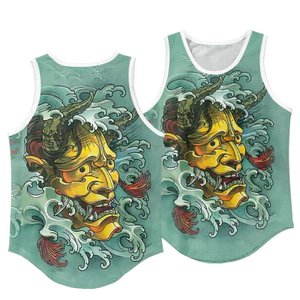Phong cách Nhật Bản Demon Green Áo Tank Top Nam, Áo Vest thể thao thông thường mềm mại thoáng khí