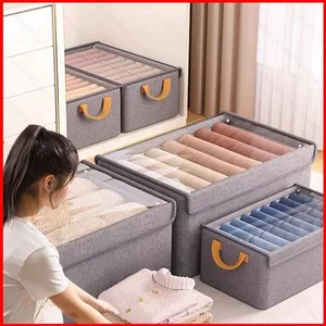 ST2 Hộp Bảo Quản Quần Áo Vải Lanh Có Thể Gập Lại Tổ Chức Cho Đồ Chơi Trong Tủ Quần Áo Phòng Ngủ Nhà Hộp Đựng TS2