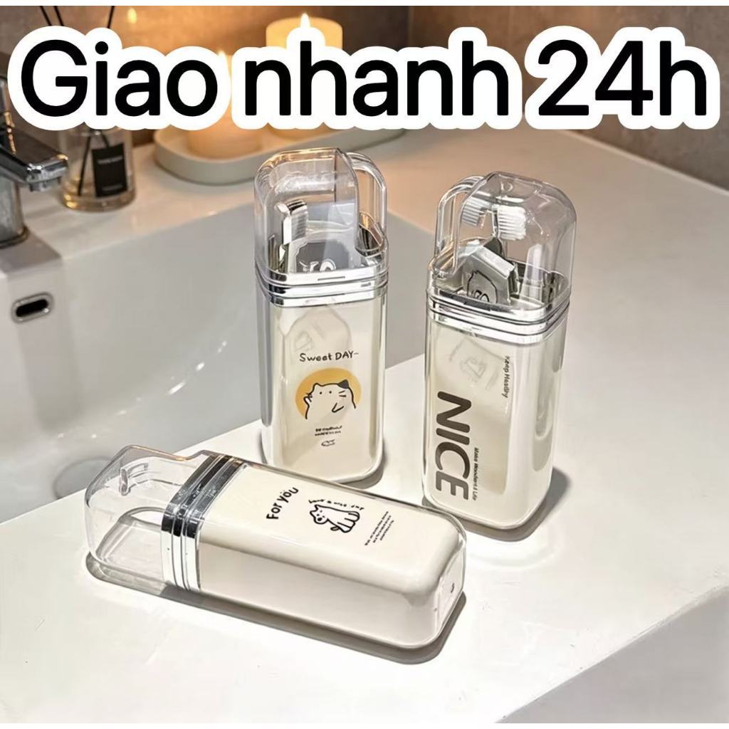 Hộp đựng kem đánh răng du lịch,bộ cốc đánh răng du lịch nhỏ gọn tiện lợi cầm tay mang đi