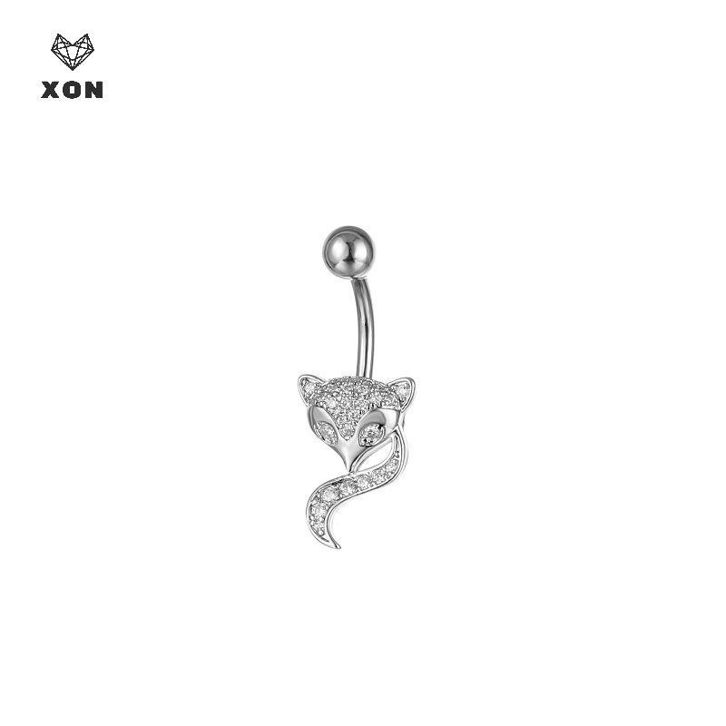 [XON] Full Kim Cương Mạ Hình Cáo Động Vật Bụng Xuyên Rốn Móng Tay Thời Trang Gợi Cảm Zircon Kẻ Sọc Cho Nữ Và Nam Trang Sức [Mina]