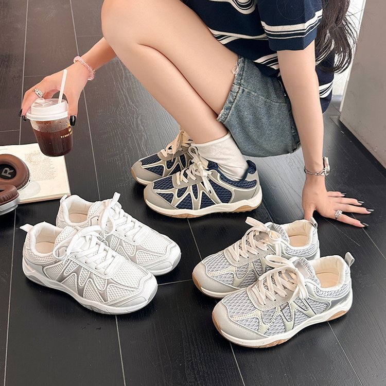 Mùa Hè Phong Cách Mới Phong Cách Hàn Quốc Thoáng Khí Giày Thể Thao Thông Thường PU Nữ Chống Trơn Trượt Chống Mài Mòn Sinh Viên Mặc Bên Ngoài Chạy Giày Thể Thao Nhà Máy Giá Bán Buôn