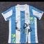 Argentina Jersey Retro Messi Chắp Vá Áo Vô Địch Phiên Bản Kỷ Niệm 3d In Hình Thể Thao Áo Thun Khô Nhanh