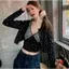 Bộ đồ ngọt ngào Áo khoác Cardigan ngắn hoa nhiều lớp mùa hè Phong cách mới Bộ đồ hai mảnh gợi cảm