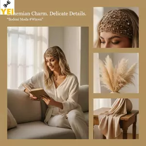 < YEI > Dây buộc tóc viền rộng đính cườm hoa rỗng dành cho nữ Phụ kiện thời trang cho đám cưới và dự tiệc mới