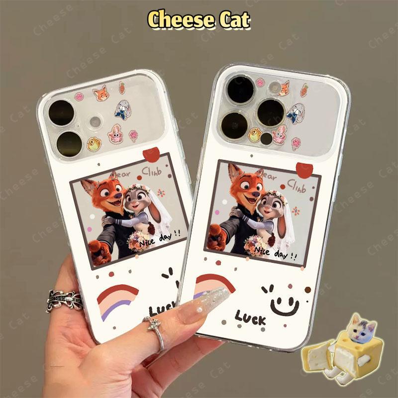 cho Zootopi Ốp điện thoại bảo vệ toàn diện ống kính Fox Rabbit cho iPhone 13 14 Xs XR 11 12 15 Plus 16 12 11 17 Pro Max