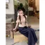 Milyfashion Mùa Hè Phong Cách Mới Tinh Khiết Desire Lá Sen Dây In Chấm Bi Phối Ren Ngắn Top AWMC