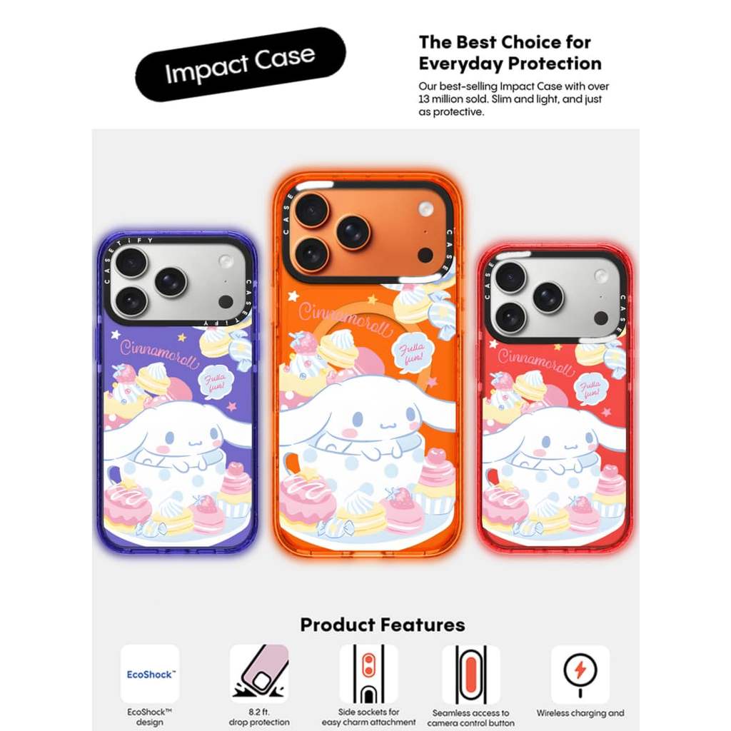 CASECASE X Candy Cinnamoroll Cam / Đỏ / Perri Bộ sưu tập kẹo tím Màu sắc trong suốt Cứng Hút từ tính Tác động cho Apple IPhone 13 14 15 16 17Pro Max Plus Có hộp