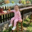 Bộ áo liền quần bé gái dài tay cổ tròn in hình anh đào Áo liền quần mùa thu cho hàng ngày