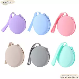 Túi du lịch CPINCP, Ví đựng tiền xu màu trơn bằng silicon, Túi đựng tai nghe chống nước có khóa kéo có thể bảo vệ Học sinh