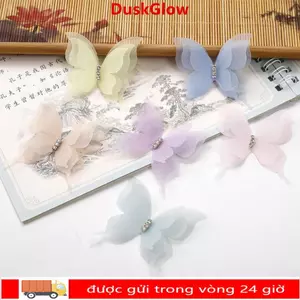 DUSKGLOW 20 Chiếc Bướm Voan, 5CM Vải Organza Bướm Táo, Handmade Mờ Dreamy Gradient Màu DIY May Thủ Công Trang Trí Vật Liệu Thiết Kế May Mặc