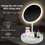 Gương Trang Điểm Để Bàn HomeMate Có Đèn LED 3 Chế Độ, Xoay 360 Độ Kèm Khay Đựng Mỹ Phẩm Đa Năng