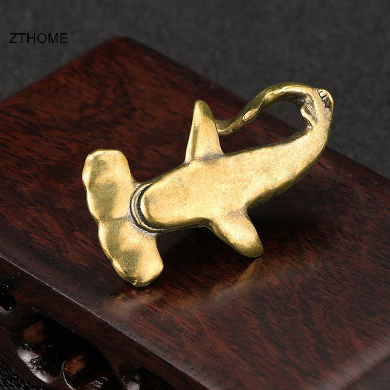 ZTHOME Đồng Nguyên Chất Đầu Búa Tượng Cá Mập Đồng Vintage Cá Mập Các Bức Tượng Nhỏ Để Bàn Phong Thủy Trang Trí Thu Nhỏ Trà Cổ Thú Cưng Thủ Công HOT