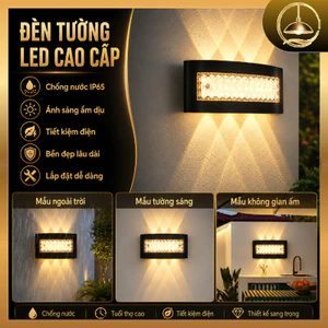 Đèn Hắt Tường 2 Đầu, Chống Nước IP65, Ánh Sáng Vàng Ấm, Không Chói, Trang Trí Ban Công, Phòng Khách, Khu Vườn