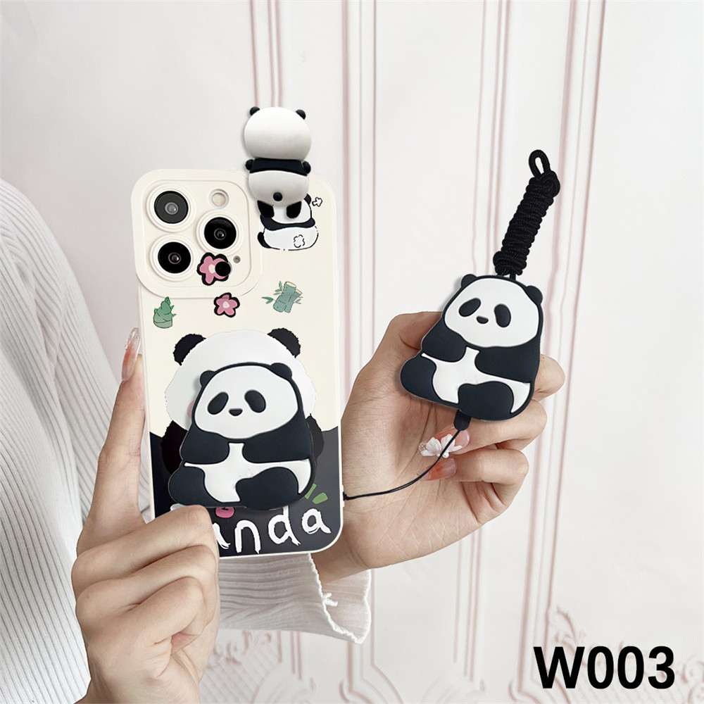Ốp điện thoại hoạt hình đồ chơi gấu trúc ngộ nghĩnh có dây buộc cho Xiaomi Mi 11 Pro 11 Lite 5G NE Poco M5S X3 NFC X3 F3 X4 F4 GT M4 X4 M3 Pro X3 X6 Pro F5 F6 Pro Vỏ silicon mềm