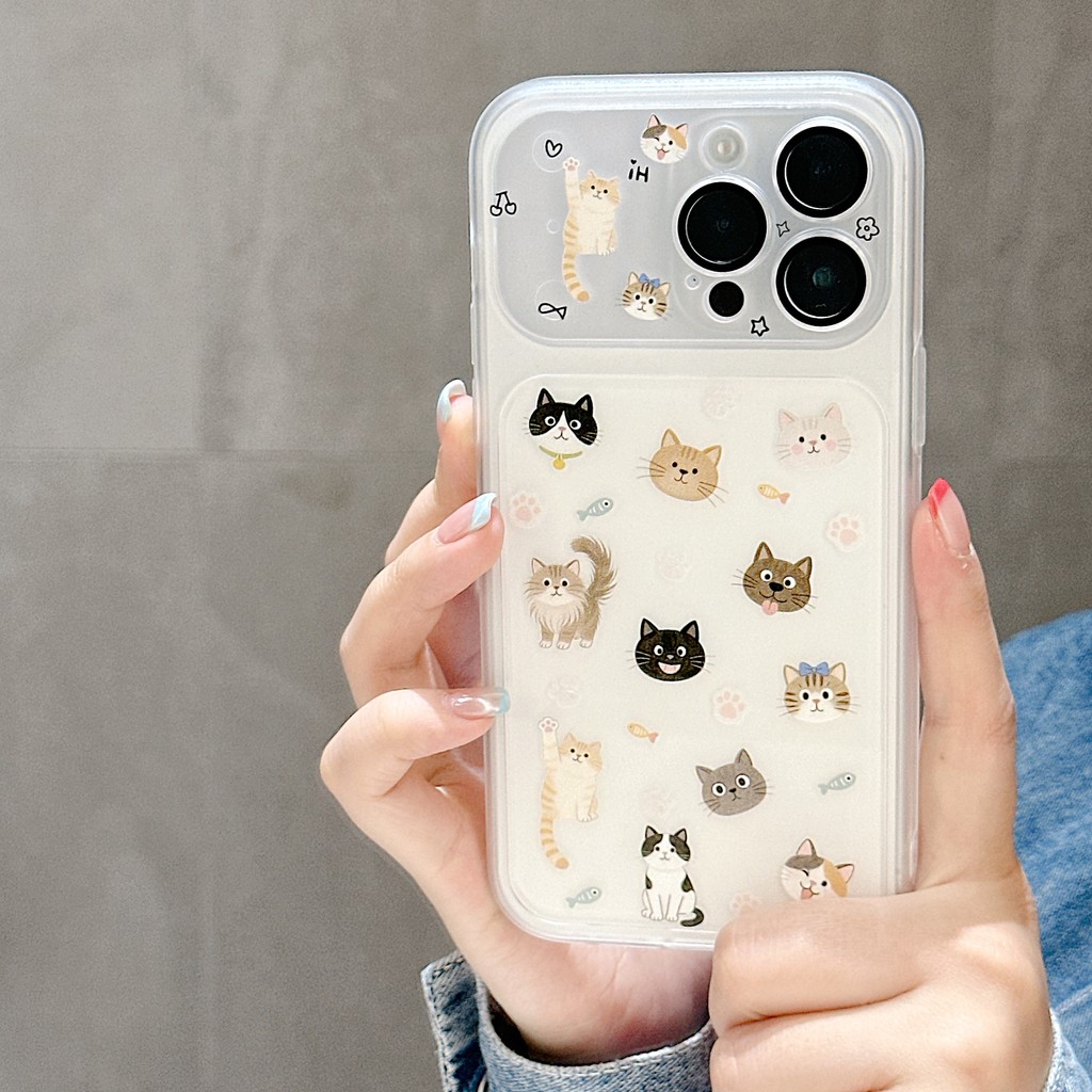 Ốp Điện Thoại Mèo Dễ Thương Cho IPhone 17 Pro Max 17 16 15 14 13 Vỏ Bảo Vệ Chống Sốc