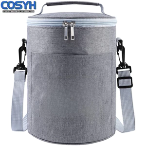 <cosyh>Round Insulated Lunch Bag Cooler Bag Portable Lunch Box For Picnic Camping