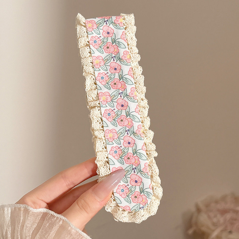 Băng đô Velcro hoa và hoạt hình nhiều mẫu tươi mát, Băng đô chống trượt viền ren để chăm sóc da mặt, trang điểm, Phụ kiện tóc thường ngày dành cho nữ