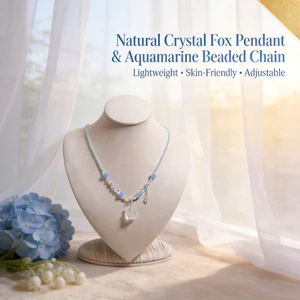 Vòng cổ mặt dây chuyền cáo pha lê trắng dành cho nữ - Dây chuyền đính cườm Aquamarine - Trang sức xương đòn có thể điều chỉnh (Nhẹ nhàng Thân thiện với da Thanh lịch)