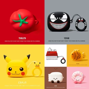 Vỏ AirPods hình cà chua + mặt dây chuyền hoạt hình cho AirPods Pro / Pro2 AirPods 4 / 3 / 2 / 1 Vỏ tai nghe silicon
