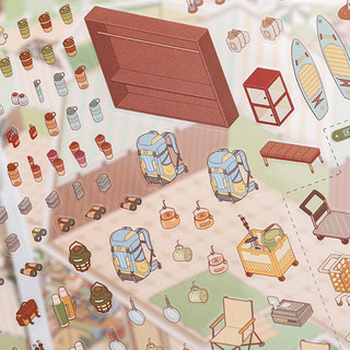 ENWEI 4 Cái [Code Old Times Series] Slow Scent Studio Cửa Hàng Ngoài Trời Khổng Lồ Mini Shop Phong Cảnh Dán Tạp Chí Thêu Sò Văn Phòng Phẩm
