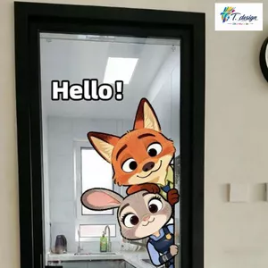 Decal Dán Kính Nhà Bếp Zootopia Dễ Thương Judy Và Nick, Trang Trí Vệ Sinh Chống Va Chạm Tủ Lạnh, Cửa Kính.