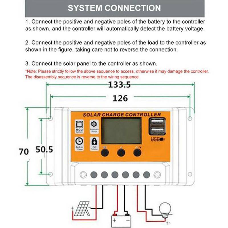 Bộ điều khiển năng lượng mặt trời LCD MUQV 12V / 24V 30A 20A 10A Bộ điều chỉnh sạc năng lượng mặt trời Bộ sạc pin PWM Màn hình LCD USB kép 5V 2.5A Đầu ra MOS n