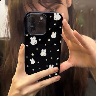 Ốp Lưng IPhone 16 13 15 11 17 12 14 Pro Max 7 8Plus XR X XS Max Họa Tiết Nghệ Thuật Thỏ Ngôi Sao Cặp Đôi Bìa Bóng Mịn