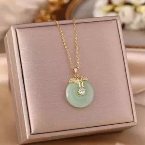 Ba Cuộc Sống Có Khóa An Toàn Hạnh Phúc Thép Titan Giả Ngọc Vòng Cổ Mặt Dây Chuyền Xanh Phong Cách Mới Sinh Nhật Ngày Lễ Tình Nhân Tanabata Tặng Burst 26.3.22