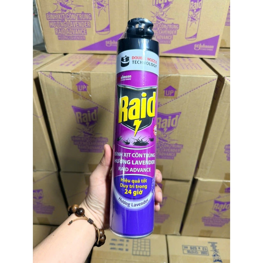 Bình xịt côn trùng Raid hiệu quả trong vòng 24h 520ML tặng 1 gói nui Merkong 90g