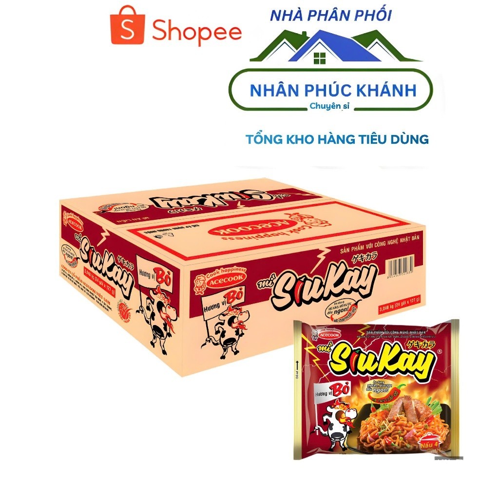 Thùng 24 gói mì bò SiuKay 127g _ Nhân Phúc Khánh