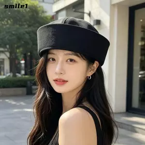 Mũ thủy thủ SMILE, Mũ biển màu trơn Cotton, Mũ trang phục thủy thủ mềm mại không vành