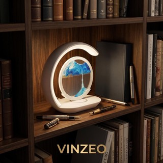 [Bảo Hành 1 Đổi 1] [VINZEO] Đèn Ngủ Tranh Cát Chảy 3D - Sạc Không Dây Thông Minh, Quà Tặng Sang Trọng, Decor Phòng Ngủ