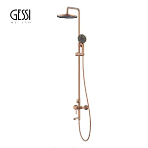 Bộ vòi sen GESSI của Ý hoàn toàn bằng đồng, màu vàng hồng, bộ vòi sen bồn tắm gắn trên bề mặt có chức năng tăng áp.