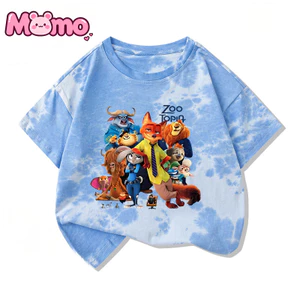 Zootopia Thêu In Hình Thường Ngày Thắt Lưng-Dye Cổ Tròn Tay Ngắn Trẻ Em Cho Bé Trai Và Bé Gái