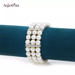 AqToCna 3 Hàng Ngọc Trai Kim Cương Giả Vòng Tay Co Giãn Vòng Tay Mô Phỏng Ngọc Trai Nhiều Lớp Đính Hạt Lắc Tay Nữ Trang Sức Quà Tặng AqToCna