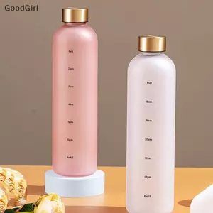 Bình Nước 1L Có Dấu Thời Gian 32 OZ Thể Dục Thể Thao Du Lịch Ngoài Trời Di Động Chống Rò Rỉ Đồ Uống Uống BPA Free Frosted Chai Nước VN