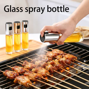 Nhà Bếp Mới Bình Xịt Dầu Hộ Gia Đình Bấm Loại Thủy Tinh Xịt Dầu Thịt Nướng Kiểm Soát Dầu Cruet Chai Gia Vị
