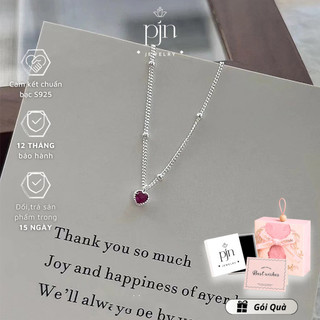 Dây Chuyền Trái Tim Phong Cách Hàn Quốc,Vòng Cổ PJN S925 Mắt Trái Tim Nhỏ Màu Đỏ Phong Cách Đơn Giản  VC07