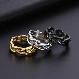 Rỗng Bện Nhẫn Gai Giấm Thép Titan Trung Tính Gothic Punk Trang Sức Không Sơn Chống Thấm Nước
