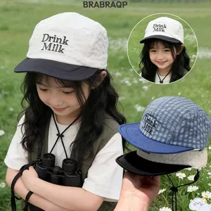 Mũ bóng chày khô nhanh BRABRAA, Mũ bóng chày trẻ em thêu chữ nhanh khô, Mũ chống nắng thời trang mỏng cổ điển kẻ sọc mùa hè