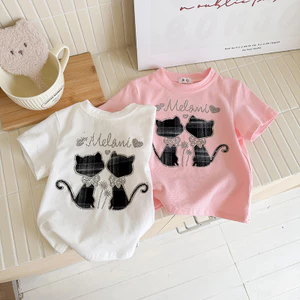 Bé Gái Mèo In Hình Ngắn Tay Mùa Hè Phong Cách Mới Thời Trang Cho Bé Cotton Nguyên Chất Top Hoạt Hình Dễ Thương Quần Áo Trẻ Em CAIR