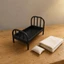 Giường Nhà Búp Bê Bằng Nhựa Đầu Cong Thu Nhỏ Nhà Búp Bê Giường Đầu Slatted Giả Vờ Chơi