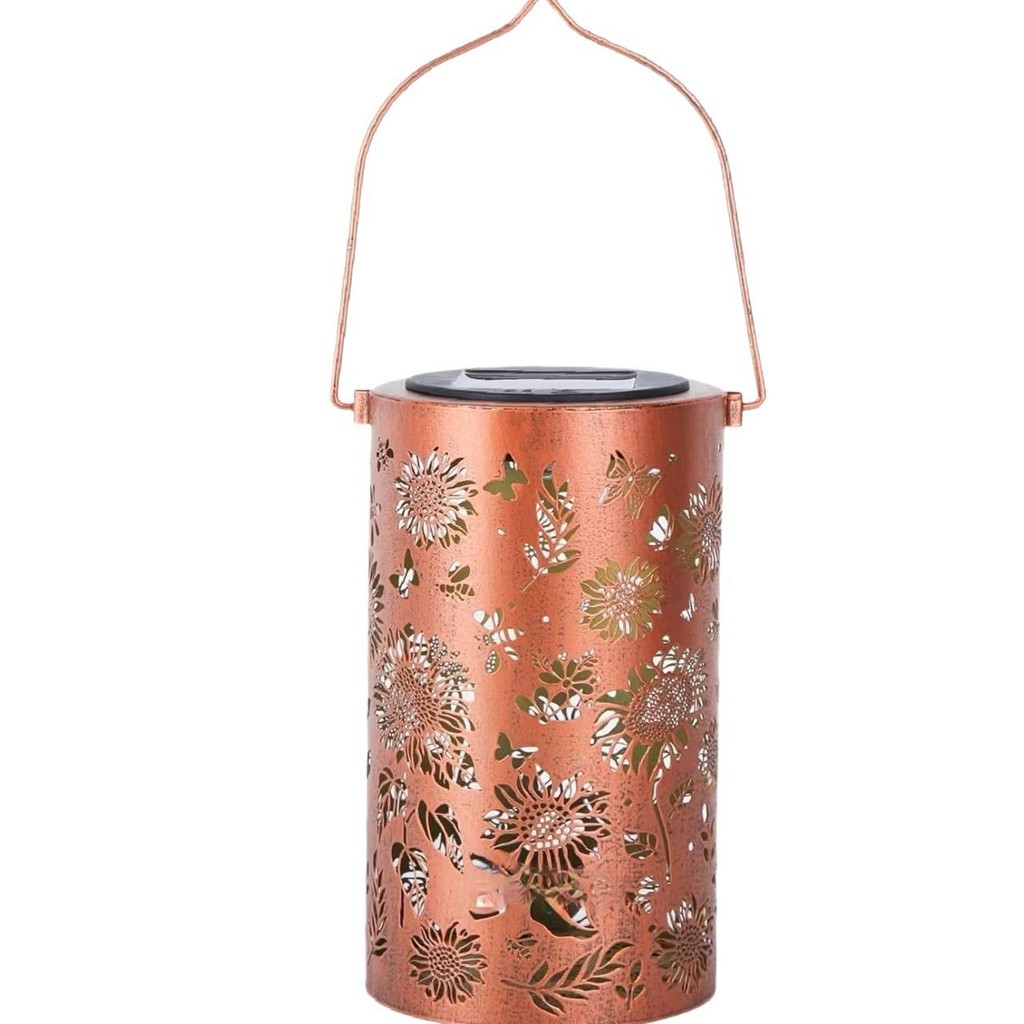 Năng Lượng Mặt Trời Hoa Hướng Dương Đèn Lồng Sắt Nghệ Thuật Rỗng Treo Đèn Sân Vườn Ngoài Trời Trang Trí Đèn Cắm Trại ELMD