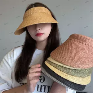 Mũ che nắng mùa hè PYCOU, Mũ chống tia cực tím Raffia rỗng, Mũ che nắng thoáng khí vành rộng thời trang để đi bộ đường dài ngoài trời