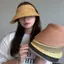 Mũ che nắng mùa hè PYCOU, Mũ chống tia cực tím Raffia rỗng, Mũ che nắng thoáng khí vành rộng thời trang để đi bộ đường dài ngoài trời