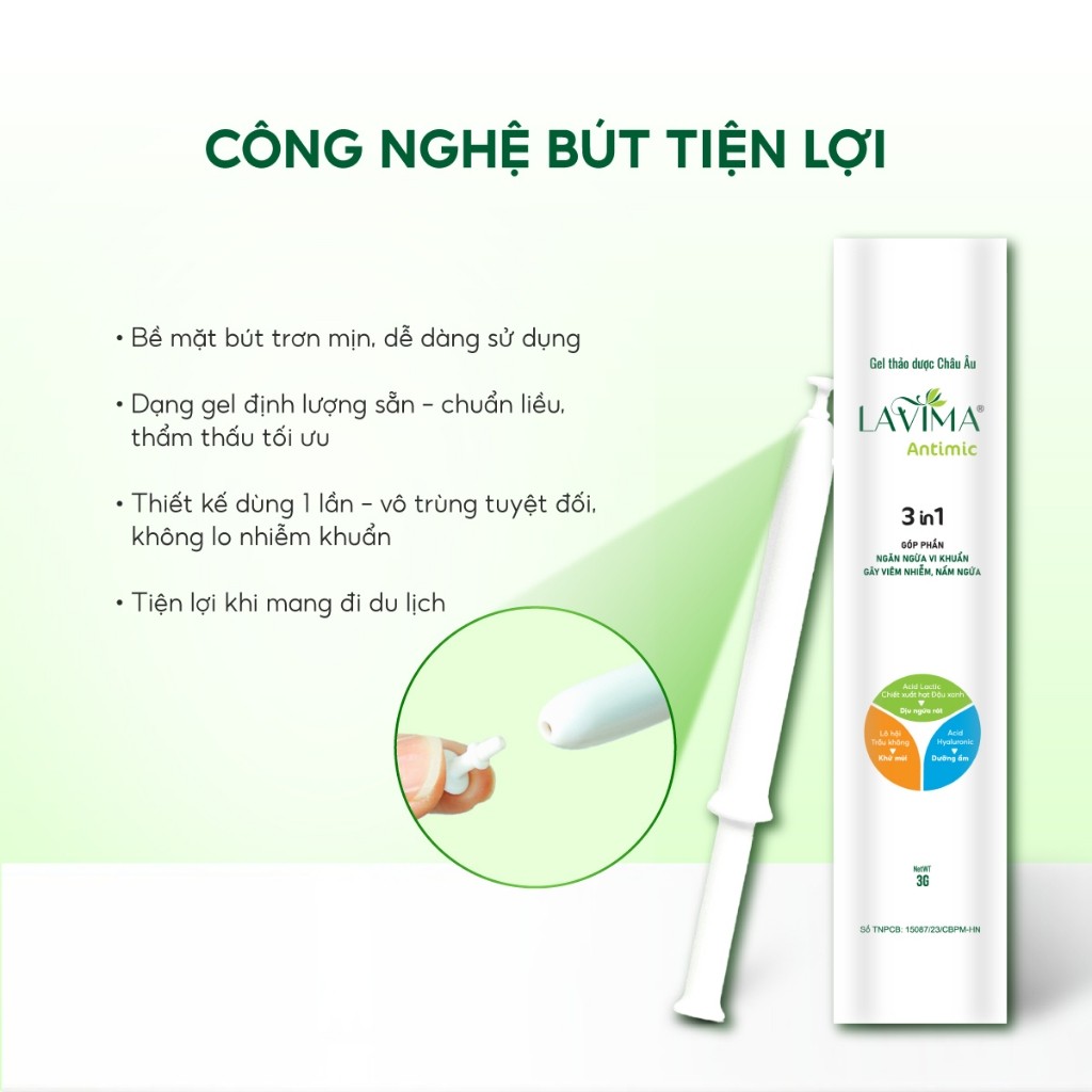 Gel Phụ Khoa Lavima Antimic (Đũa Thần Inner) Làm Sạch - Khử Mùi - Dịu Ngứa Nhanh Tại Chỗ, Bút 3g