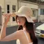 AN.MART Ngọt Rơm Mũ Chống Nắng Vành Lớn Phong Cách Pháp Dệt Kim Buet Mũ Tấm Che Mũ Tính Khí Chống Nắng Mũ Xuân Hè VN